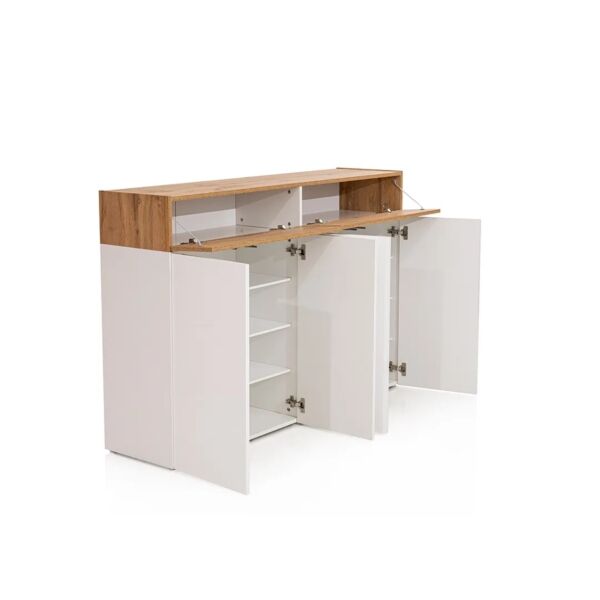 خزانة أحذية 4 ابواب جينيد - أبيض وبني