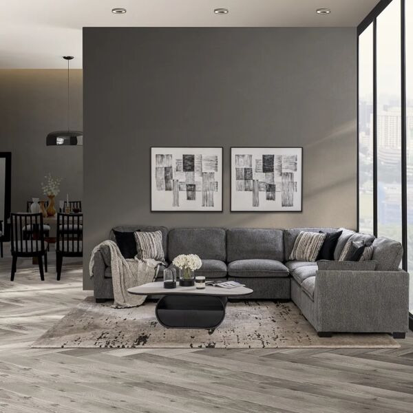 كنب زاوية 6 قطع ساجا - رمادي