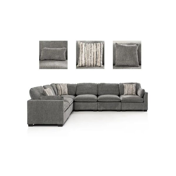 كنب زاوية 6 قطع ساجا - رمادي