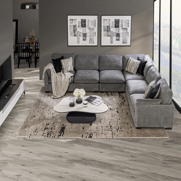 كنب زاوية 6 قطع ساجا - رمادي