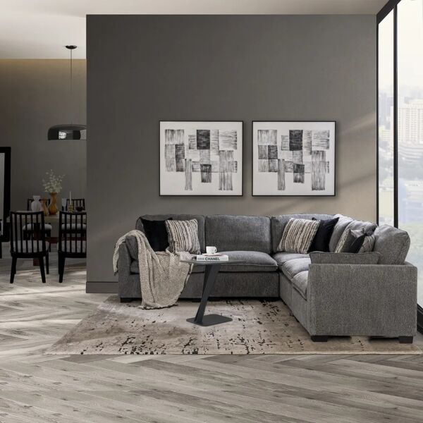 كنب زاوية 5 قطع ساجا - رمادي