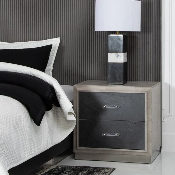 طقم غرفة نوم فلورونتين حجم ملكي مع طاولة تزيين 193X203 سم - رمادي فاتح