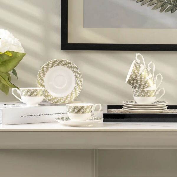 طقم فنجان قهوة وصحون 12 قطعة زافا