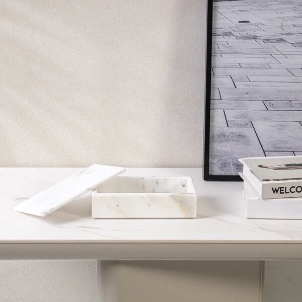 صندوق تنظيم ثيلا مستطيل حجم كبير - ابيض ورمادي