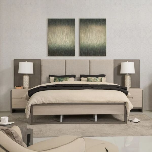 سرير رايلتو كينغ 193X203 سم - بيج ورمادي