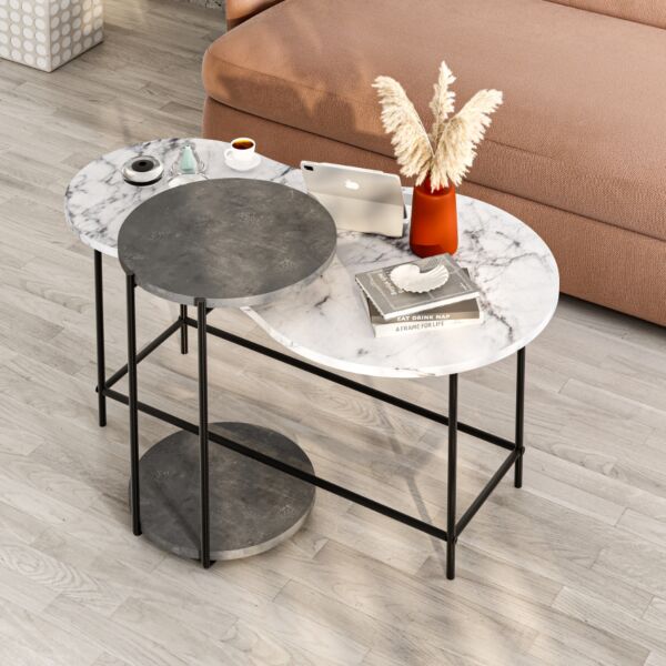 طاولة قهوة كادل - ابيض ومتعدد الالوان