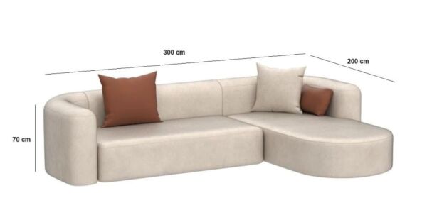 كنب زاوية حرف L فيلفيتا - بيج فاتح