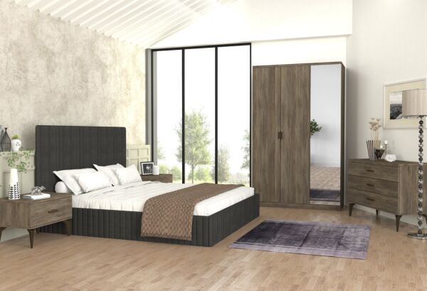 خزانة ملابس إيفا إلم كوڤ 3 أبواب مع مرآة - رمادي 