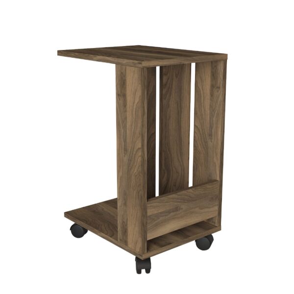 طاولة جانبية ساه إلم كوڤ مع عجلات - بني