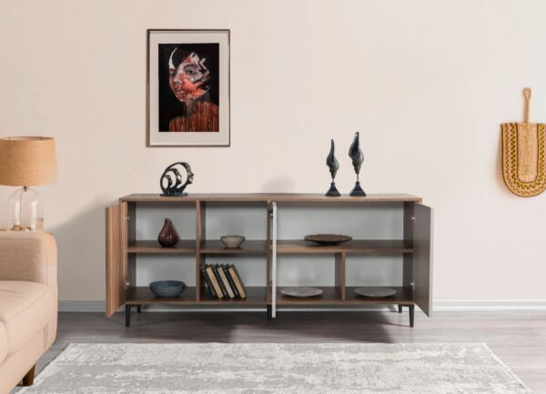 طاولة بوفيه لينتون إلم كوڤ - بني ورمادي