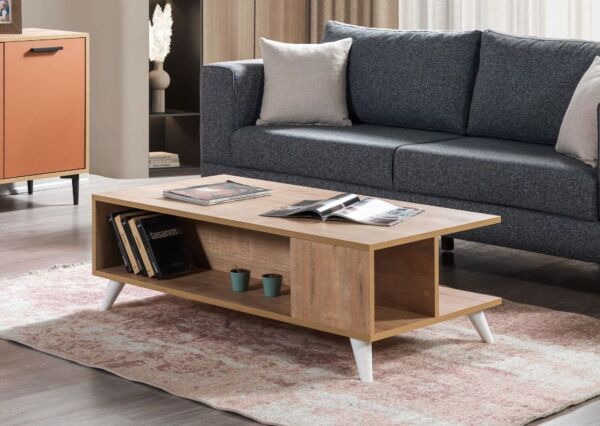 طاولة قهوة سيفا إلم كوڤ خشبية بني فاتح - 39x120x60 سم