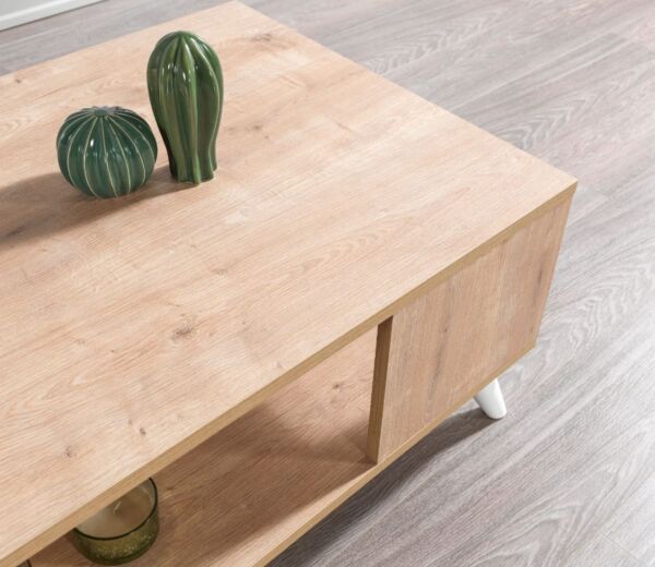 طاولة قهوة سيفا إلم كوڤ خشبية بني فاتح - 39x120x60 سم