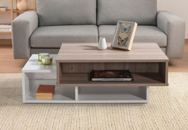 طاولة قهوة تاب إلم كوف - رمادي وأبيض