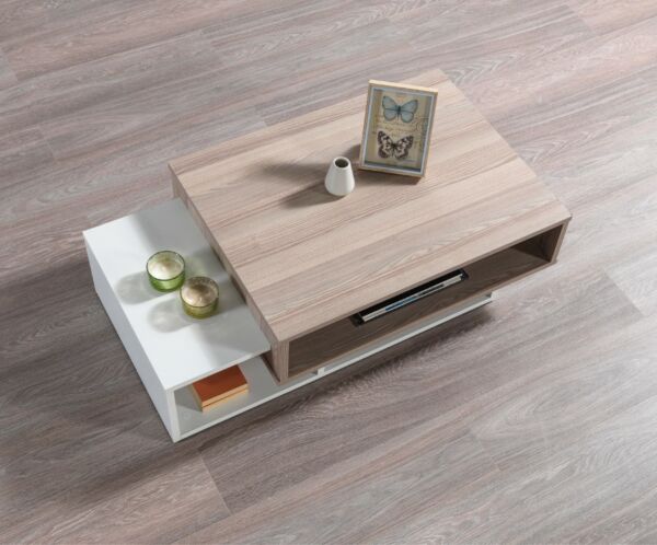 طاولة قهوة تاب إلم كوف - رمادي وأبيض