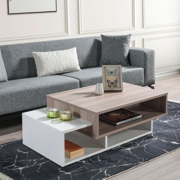 طاولة قهوة تاب إلم كوف - رمادي وأبيض