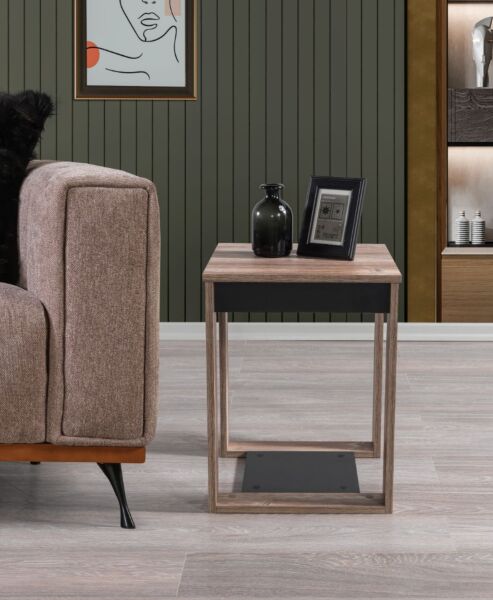 طاولة جانبية كوستا آرمتشير إلم كوف خشبية رمادي و أسود - 60x46x46 سم