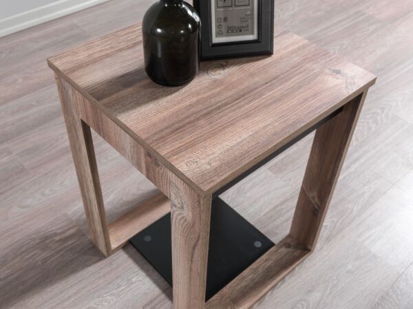 طاولة جانبية كوستا آرمتشير إلم كوف خشبية رمادي و أسود - 60x46x46 سم