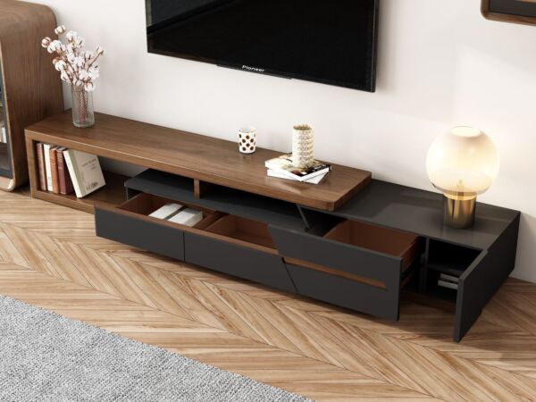  طاولة تلفزيون خشبية حديثة ملتي فانكشنال