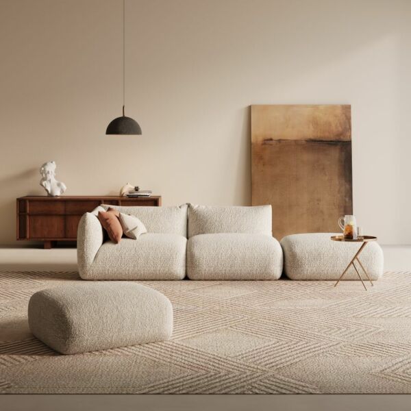 كنب زاوية مارسيليا - بيج فاتح