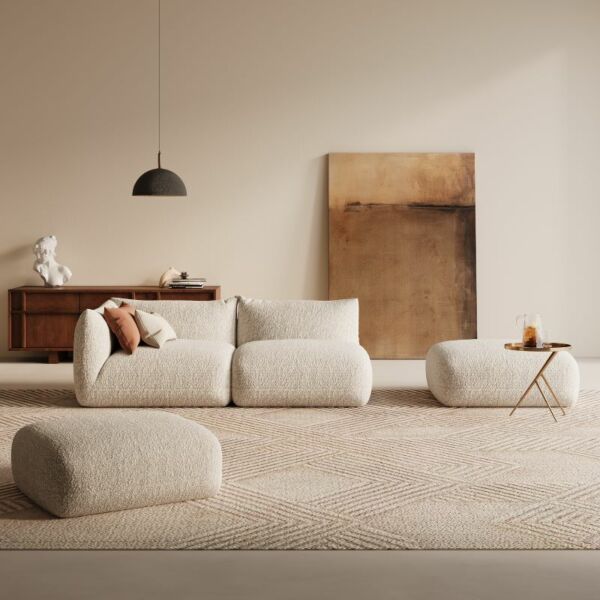 كنب زاوية مارسيليا - بيج فاتح