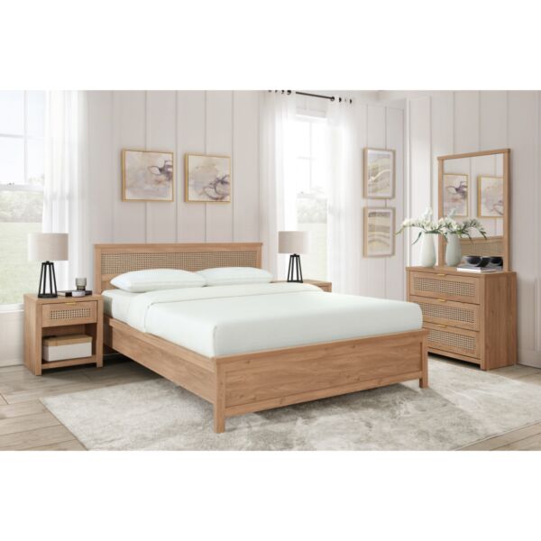 طقم غرفة نوم كينغ 5 قطع راتان 180x200سم - بني فاتح