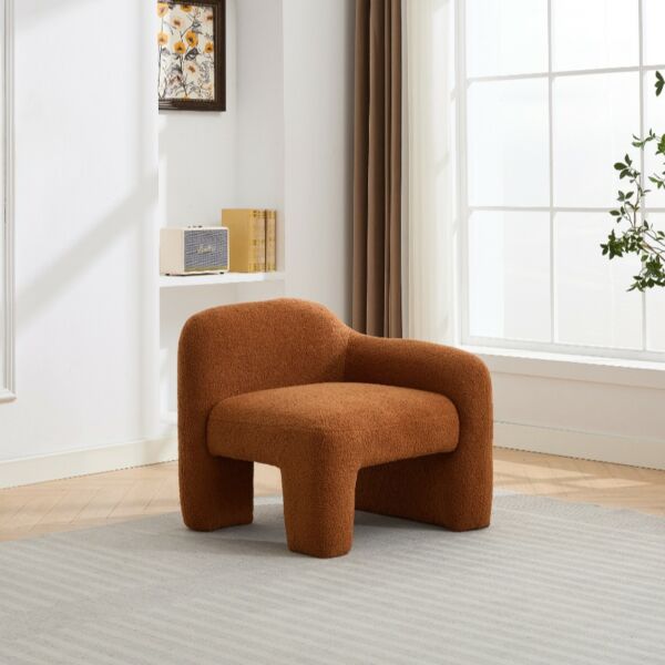 كرسي مفرد بذراع يسار يمال - برتقالي