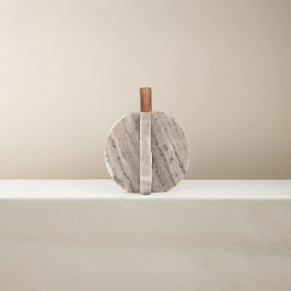 تحفة ديكور رخامية يقطين متشابك وسط - بيج وبني