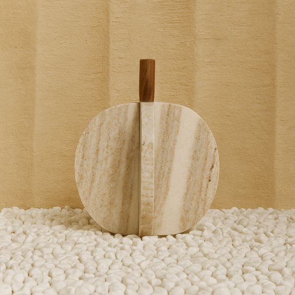 تحفة ديكور رخامية يقطين متشابك كبير - بيج وبني