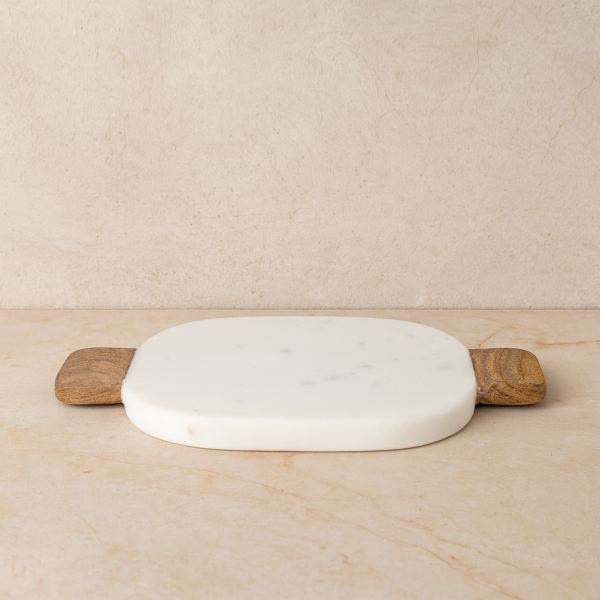 صينية تقديم رخام 22سم - ابيض ومتعدد الالوان