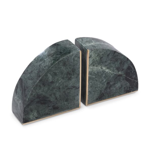 تحفة حاجز كتب رخامي نصف الدائرة - اخضر غامق ونحاسي