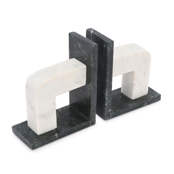 تحفة حاجز كتب رخامي شكل حاجز - اخضر غامق وابيض