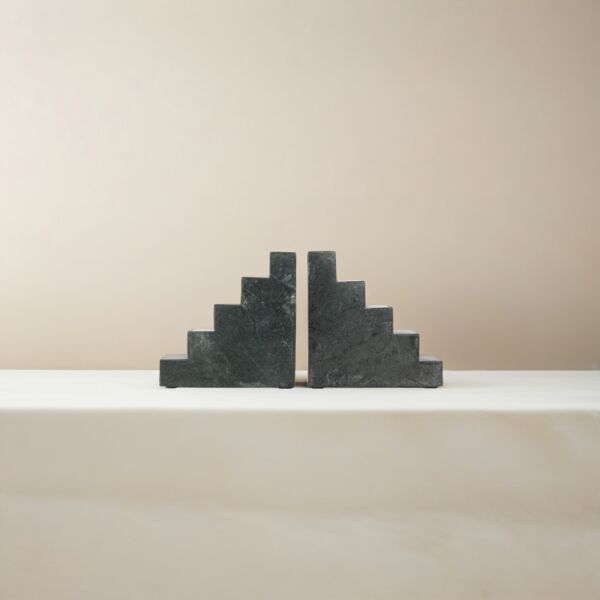 تحفة حاجز كتب رخامي شكل سلالم- اخضر غامق