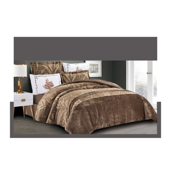 لحاف كينج مخمل مشجر 6 قطع بني