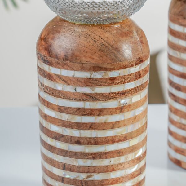 وعاء تقديم بقاعدة  إلمار - لون بني حجم كبير 