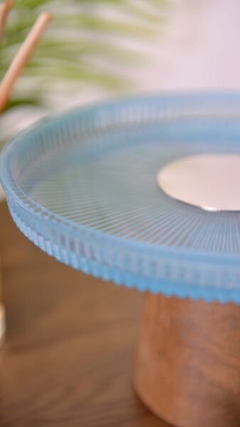 وعاء تقديم بقاعدة  فيسكال - كبير - أخضر مزرق