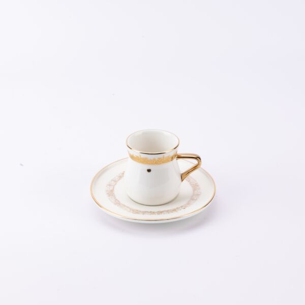 طقم قهوة تركي من اثير - ابيض وذهبي