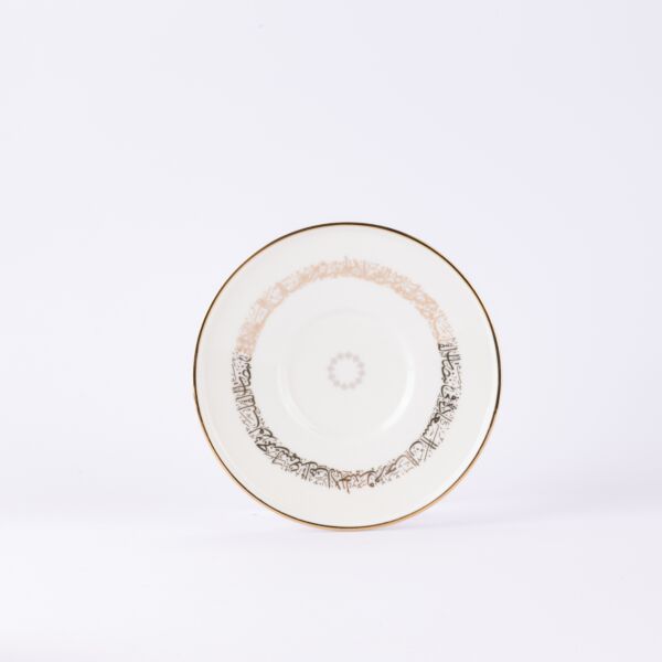 طقم كاسات شاي بورسلين من اثير - بيج وذهبي