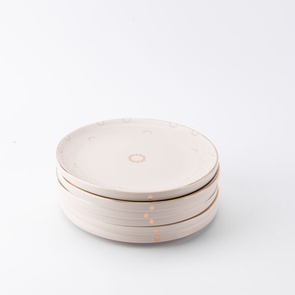 طقم تقديم الكيك من أثير - بيج وذهبي