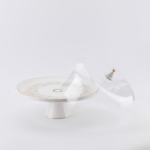 طقم تقديم الكيك من أثير - زيتي وذهبي