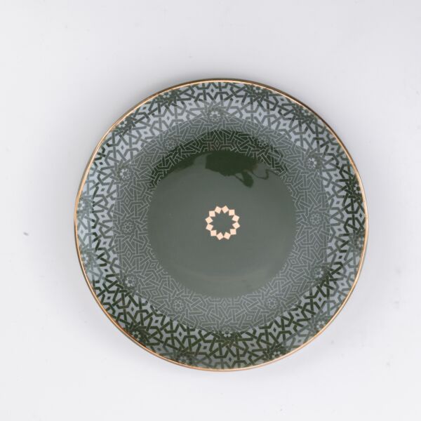 طقم تقديم الكيك من أثير - زيتي وذهبي