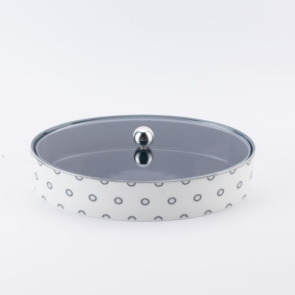 صحن تمر كبير من أثير - أزرق وفضي