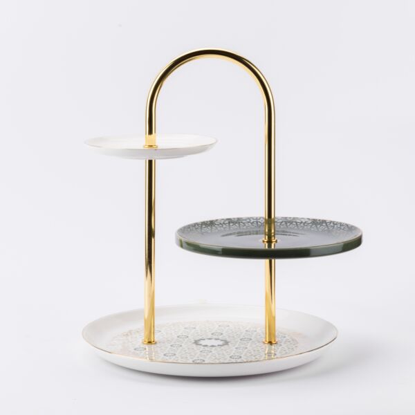 ستاند تقديم من أثير - زيتوني وذهبي