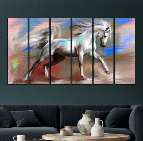 لوحه جدارية كانفس وايد هورس  - مقسمة - 6 قطع بمقاس 33x100 سم