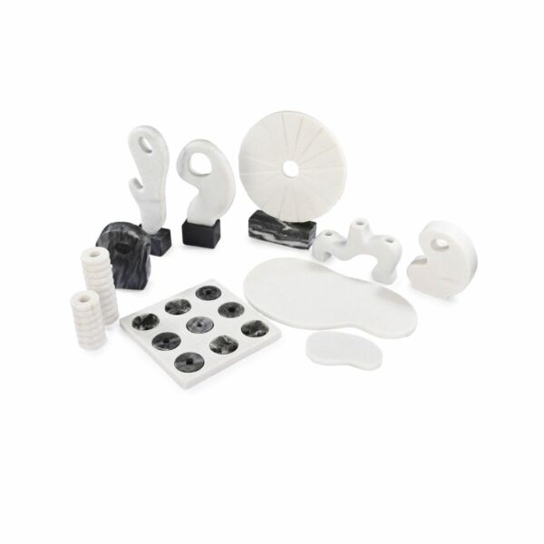 تحفة ديكور رخامية ايبيك - ابيض رمادي ورمادي غامق