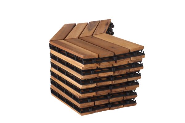 أرضيات  خشب 12 قطعة مثلثة الشكل بني فاتح 