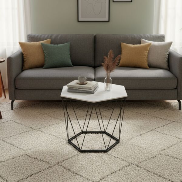 طاولة قهوة سطح سيراميك كوفينا - ابيض