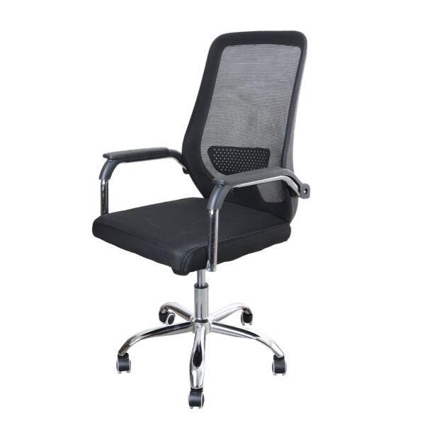 كرسي مكتب متحرك بعجل قابل للتعديل - أسود