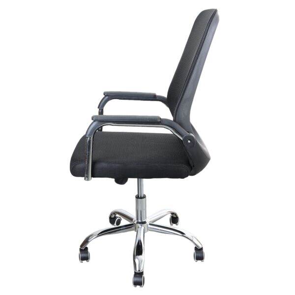 كرسي مكتب متحرك بعجل قابل للتعديل - أسود