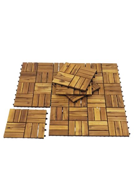 أرضيات باركيه كاستيل خشب 12 قطعة بني فاتح