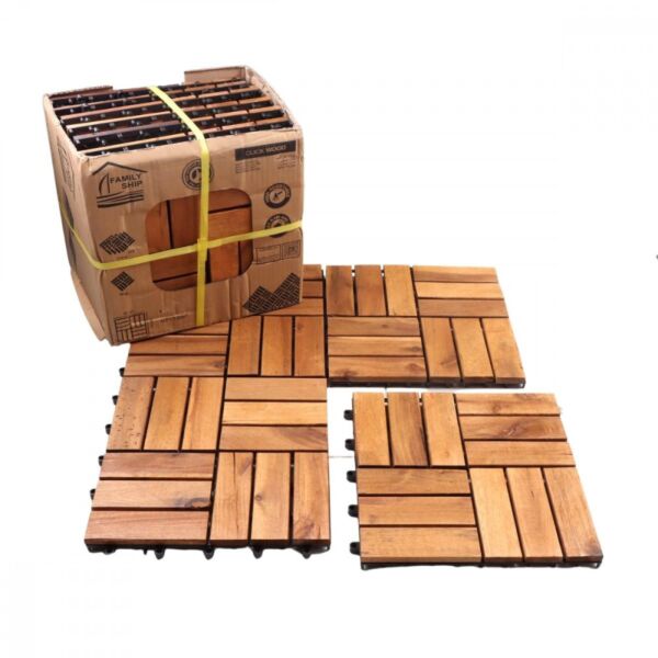 أرضيات باركيه كاستيل خشب 12 قطعة بني فاتح